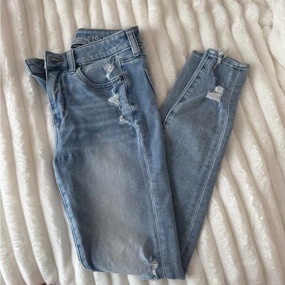 American Eagle Outfitters Light Blue Distressed Jeggings